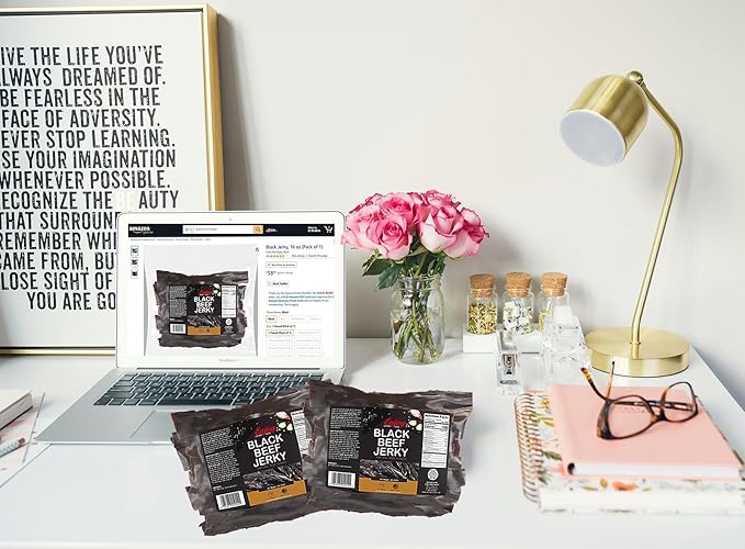 Enjoy Black Beef Jerky 16 oz (Pack of 1) | Traditional Style | High Protein | Low Fat | Zero Trans Fat | No Preservatives | No MSG | No Nitrites | USA Made | Resealable Bag