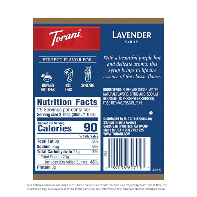 Torani Syrup Lavender 25.4 Ounces (Pack of 4)