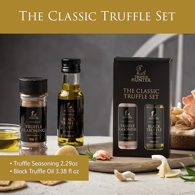 TruffleHunter - Truffle Set - Truffle Seasoning &amp Black Truffle Oil Gourmet Food Condiments