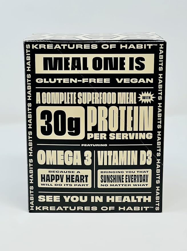 Kreatures of Habit MEAL ONE | Overnight &amp Instant Superfood Protein Meal Replacement | Gluten Free Dairy Free 30g of Plant Based Protein With No Added Sugar (7 Pack Variety)
