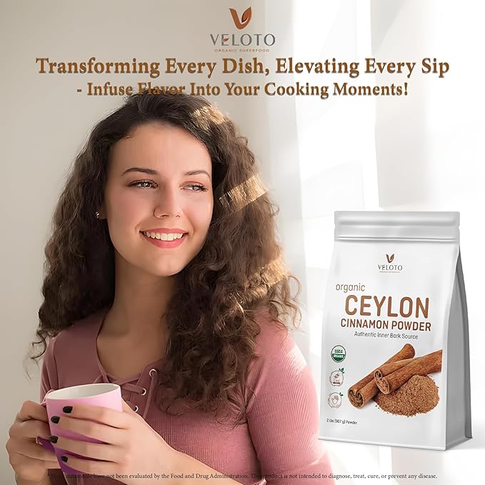 Organic Ceylon Cinnamon Powder – 2lb Fine Ground True Cinnamon for Baking Cooking &amp Drinks Vegan Non-GMO &amp Gluten-Free
