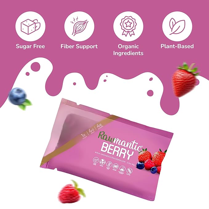 Rawmantic Berry Energy Bar (12 Mini Bars x 60g) – Organic Passion Fruit &amp Mixed BerriesPuffed Quinoa Sorghum Millet &amp Buckwheat - No Artificial Flavors Plant-Based Non-GMO &amp Kosher