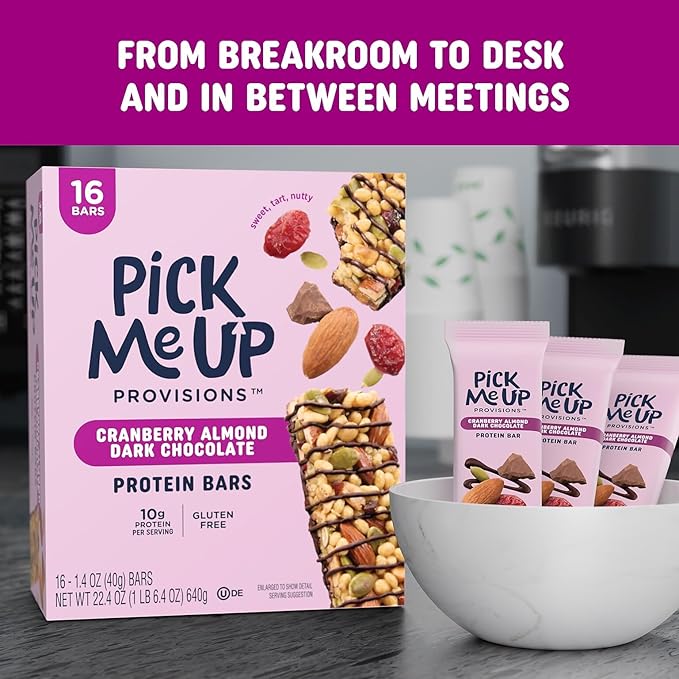 Pick Me Up Provisions™ Gluten Free Cranberry Almond Dark Chocolate Protein Bar 1.4 oz. 16 Bars/Box