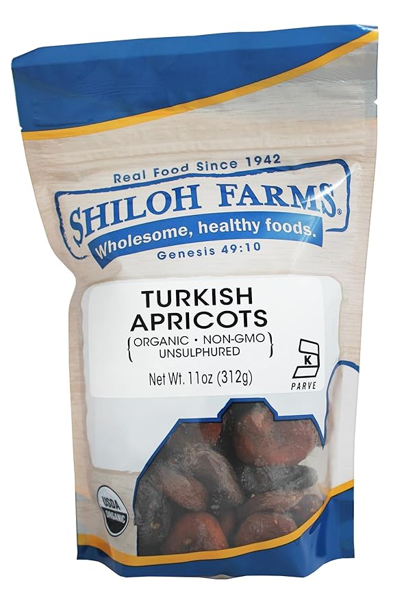 Organic Turkish Dried Apricots - 6 x 11 Oz | Unsulphured High Fiber Non-GMO | Shiloh Farms