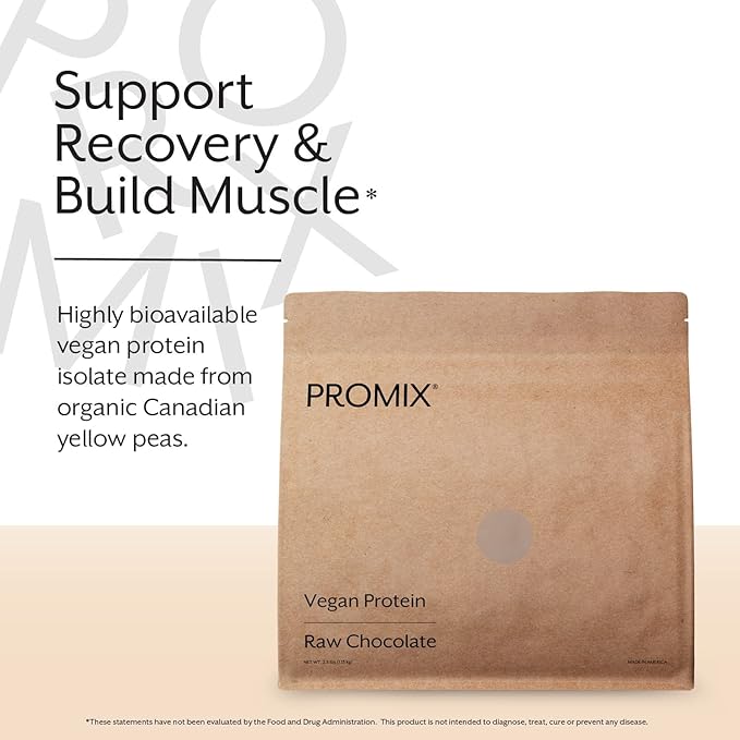 ProMix Nutrition Plant-Based Vegan Protein Powder Raw Chocolate - Pea Protein &amp Vitamin B-12 - ­Post Workout Fitness &amp Nutrition Shakes Smoothies Baking &amp Cooking Recipes - 2.5 Pound (P