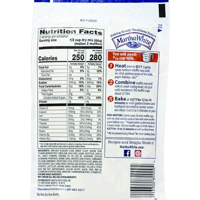 Martha White Pumpkin Spice Muffin Mix 7 Ounce (Pack of 12)