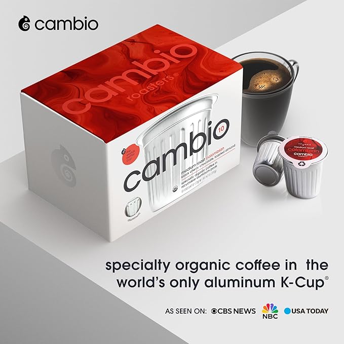 Cambio Roasters Colombian Organic Coffee K Cups for Keurig Medium Roast Coffee K-Cup Only Aluminum Keurig K Cups with Organic Beans More Flavor &amp Longer Lasting Freshness Medium Roast 27 coun