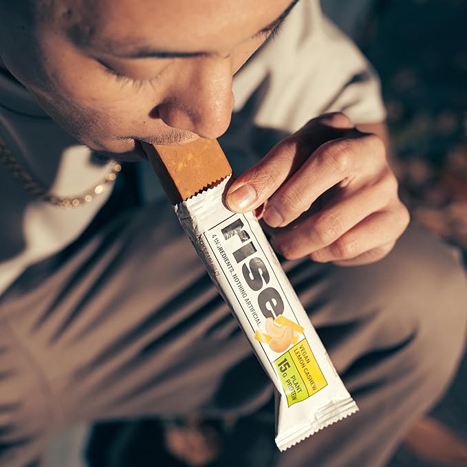 Rise Pea Protein Bar - Vegan Lemon Cashew | Breakfast Bar &amp Protein Snack 15g Protein Just 3 Whole Food Ingredients Non-GMO Gluten-Free Soy Free