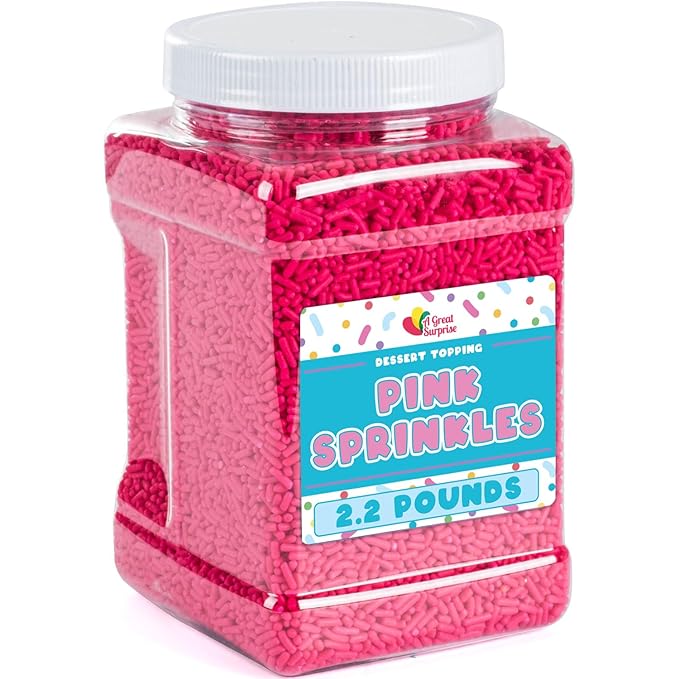 Pink Sprinkles - 2.2 Pounds - Mother's Day Toppings - Bulk Hot Pink Sprinkles for Cupcakes Baby Showers Gender Reveal Princess Parties