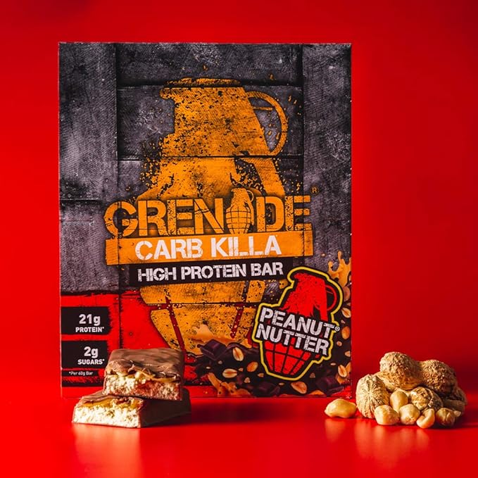 Grenade Carb Killa Protein Chocolate Bar | 21g High Protein Snack | High Protein Low Sugar | Peanut Butter Energy Bars | Peanut Nutter12 Count (Pack of 1)