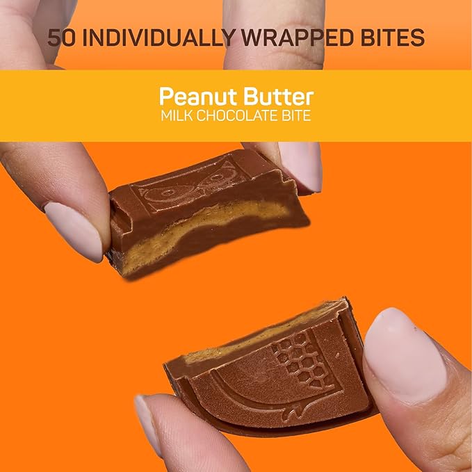AWAKE - Caffeinated Chocolate Bites - Peanut Butter Milk Chocolate 50 Bites - 50mg Caffeine - Wrapped Energy Bites - Coffee Alternative - Fairtrade Gluten Free Non GMO - 0.48oz
