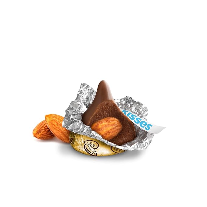 HERSHEY'S KISSES Milk Chocolate with Almonds Candy Bulk Bag 60 oz