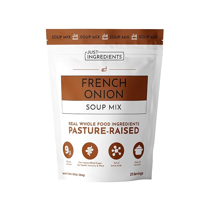 French Onion Soup Mix | 20 Servings | 9g Protein Per Serving | Pasture-Raised Bone Broth with Onion Garlic &amp Pepper | Supports Gut Health Immunity Joints &amp Skin*