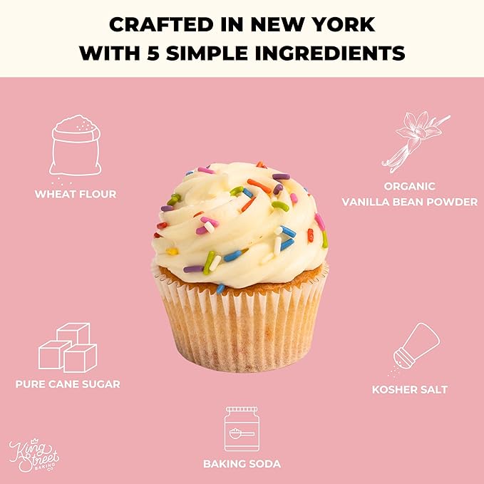 King Street Baking Co Vanilla Cupcake &amp Cake Mix - 5 Ingredient Box Mix With Vanilla Bean - 3 Pack