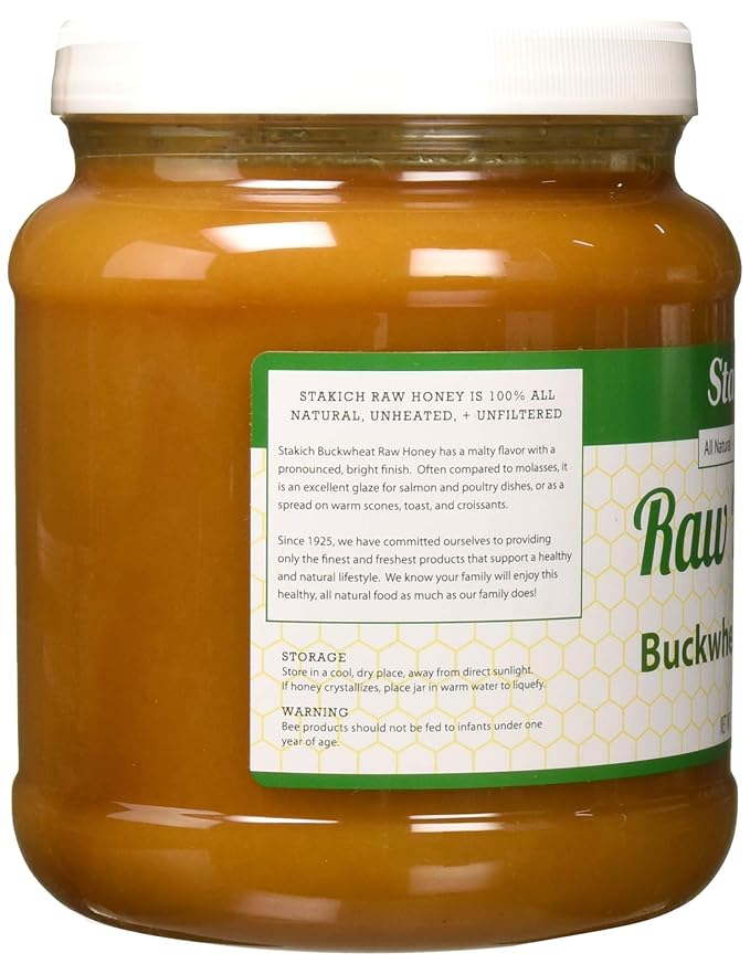 Stakich Buckwheat Antioxidant Raw Honey - Pure Unprocessed Unheated Kosher (5 Pound)