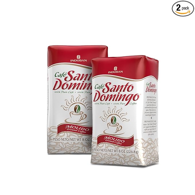 Café Santo Domingo 8 oz Bag Ground Coffee Medium Roast - Product from the Dominican Republic (Pack of 2)