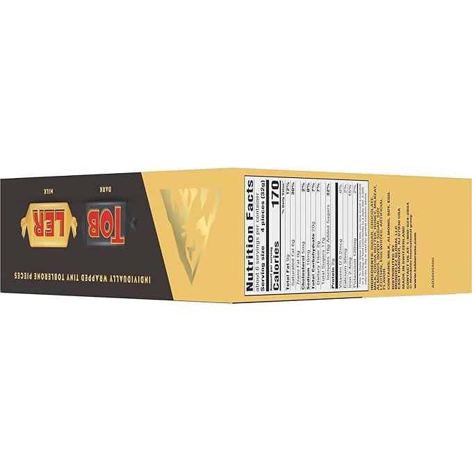 TOBLERONE Tiny Assorted Chocolate Bars Variety Pack (Milk &amp Dark) 1 Gift Box (25 Pieces)
