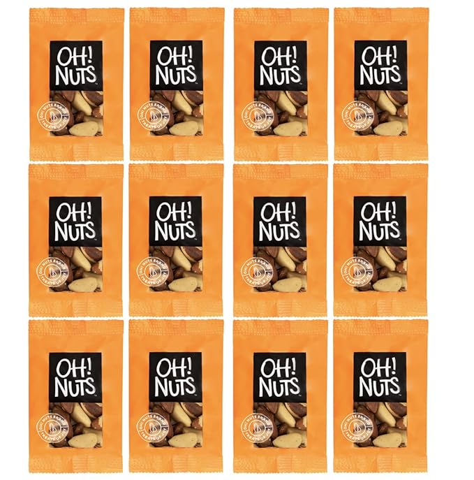 Oh! Nuts Brazil Nuts Raw Individual Nut Snacks for On-the-Go - 12 Convenient Nut Snacks for School - Bulk Nuts Variety - Individual Packs (1.5 oz Each)