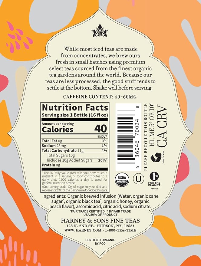 Harney &amp Sons Iced Tea Peach Black 16 Fl Oz (Pack of 12)