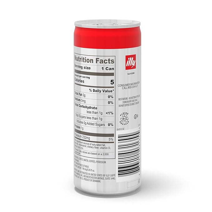illy Ready To Drink Coffee - Cold Brew Cans - 100% Arabica Coffee - Smooth &amp Refreshing Taste - Convenient Easy to Carry Coffee Drink – No Preservatives - 8.5 oz. (Pack of 4)