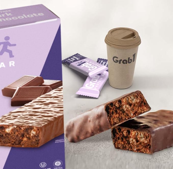 Grab1 Dairy Free Real Dark Chocolate Protein Bars | 15g Protein (20 Bars) | Controls Hunger | Vegan Friendly | Certified Kosher | Delicious Tasting | Low Calorie | Great Meal Replacement or Snack
