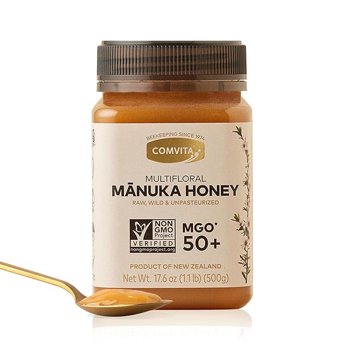 Comvita Manuka Honey MGO 50+ Multifloral - Raw Manuka Honey New Zealand Pure &amp Unpasteurized for Tea &amp Wellness Superfood Sugar Alternative Wild Non-GMO - 500g (17.6 oz)