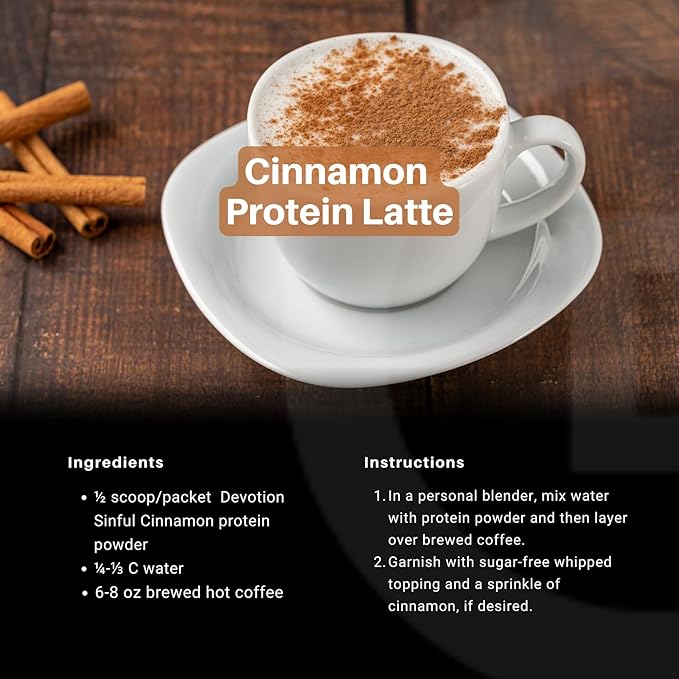 Devotion Nutrition Protein Powder Sinful Cinnamon – 20g Whey Isolate &amp Casein Protein Blend – No Added Sugar Low Carb Gluten-Free Keto-Friendly 1g MCT Kosher – 2lb Pouch