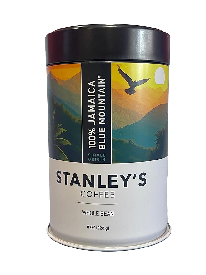 Stanley's Coffee - 100% Jamaica Blue Mountain Coffee Authentic Whole Bean Medium Roast Certified Single Origin Gourmet Jamaican Coffee Beans Premium Gift for Coffee Lovers 8oz