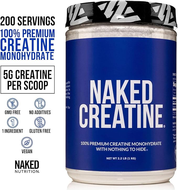 NAKED Vanilla Pea Protein Isolate 2LB Pure Micronized Creatine Monohydrate 1000g (200 Servings) – Vegan Bulk Non-GMO Gluten Free Soy Free