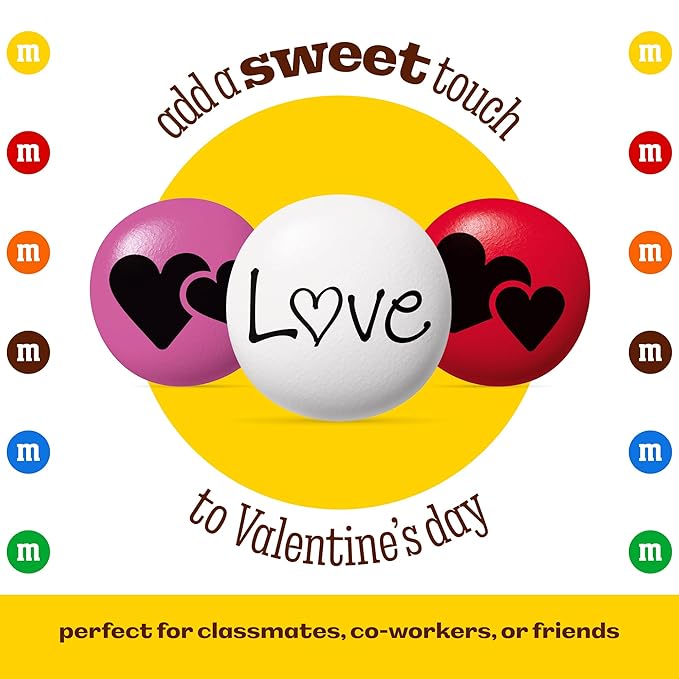M&ampM’S Heart Party Favors Set of 30 Milk Chocolate Valentine’s Gifts for Groups Classroom Exchanges and Party Décor Individually Wrapped Red White and Pink M&ampM’S with Heart and LOVE Desig
