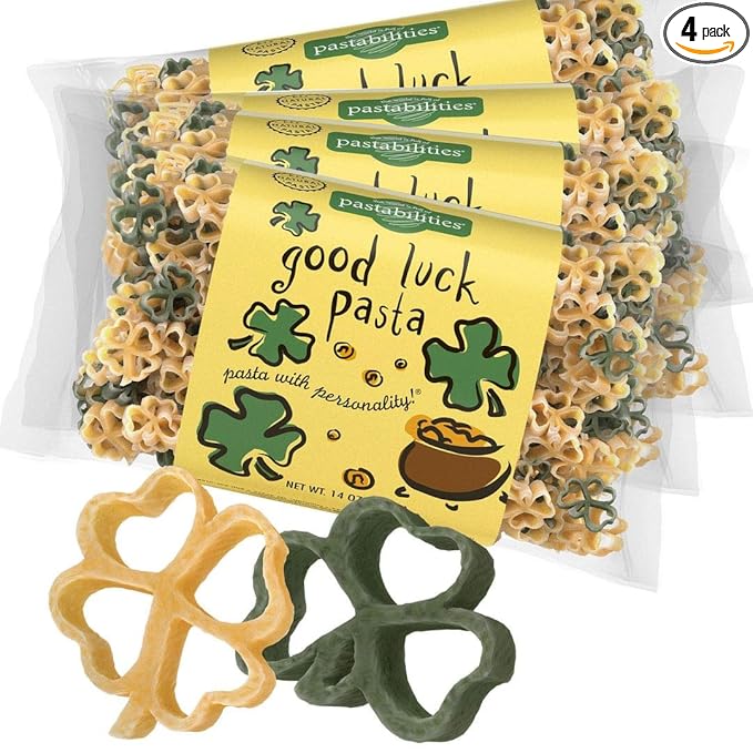 Pastabilities Fun Shaped Pasta for Kids - Good Luck Pasta - Shamrocks for St Patrick's Day Holiday Theme Non-GMO Natural Wheat Pasta All-Natural Kosher Certified Made in the USA (4 Pack14 Oz)