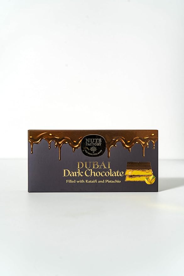 Nuts Factory – Dubai Dark Chocolate Bar – Pistachio &amp Kataifi – Pack of 2