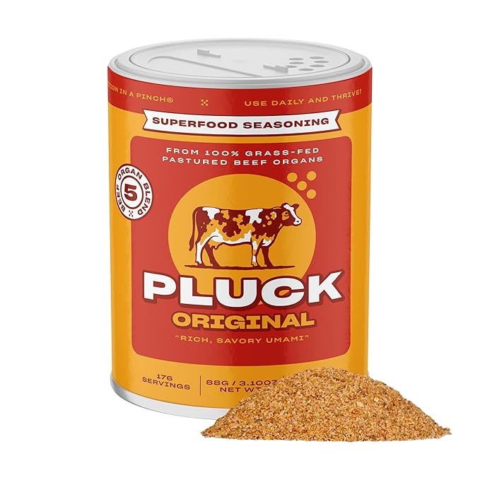 Pluck Original Organ Meat Blend Seasoning | From Grass-Fed &amp Grass-Finished Pastured Beef Organs with Redmond Real Sea Salt | As Seen on ABC’s Shark Tank | 176 Servings