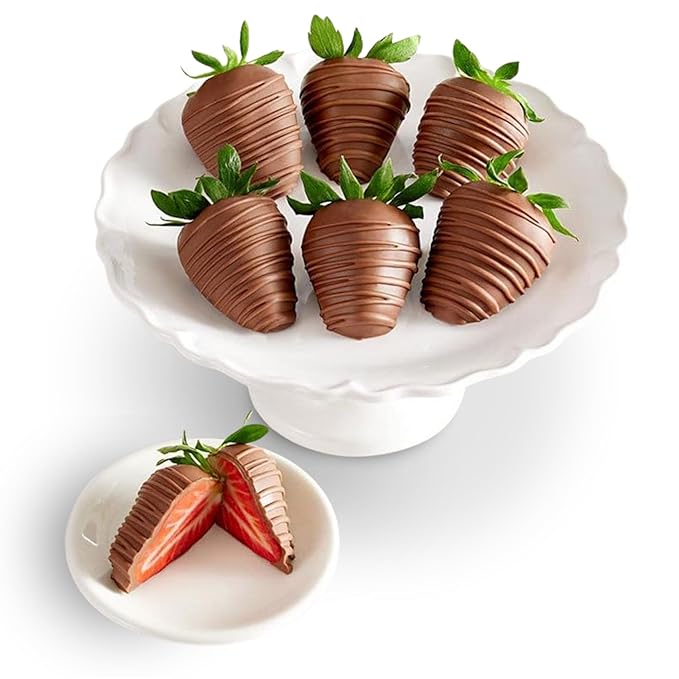 Shari’s Berries Artisan Belgian Milk Chocolate Covered Strawberries | Chocolate Covered Strawberry Gift Box | For Valentine's Day Anniversary Celebrations &amp Thank You’s (Half Dozen 6 Berries)