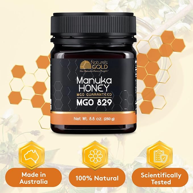 Nature’s Gold Raw Manuka Honey MGO 829+ | Authentic MGO Australian Honey Non-GMO 100% Pure Genuine Traceable from Hive to Home
