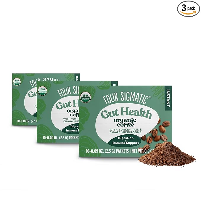 Four Sigmatic Mushroom Coffee Mix Cordyceps and Chaga Pack of 3 (30 Packets Total)
