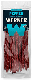 Werner Pepper Meat Sticks - 20 Pack Bulk Meat Sticks - 18 Oz Big 12 Sticks