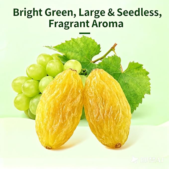 Premium Seedless Green Raisins 100g - Natural Dried Fruit No Washing Needed Ready To Eat For Snacking Baking &amp Yogurt