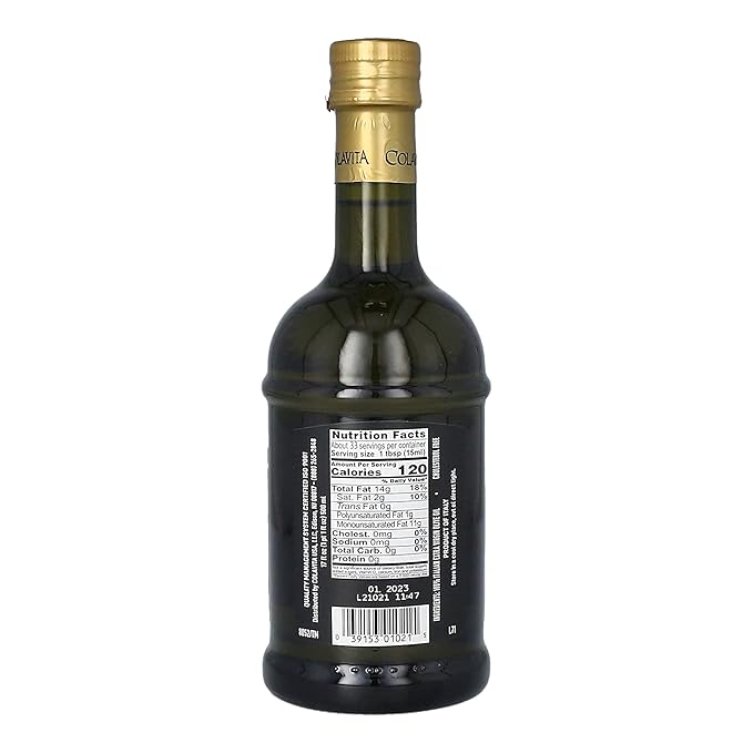 Colavita Premium Italian Extra Virgin Olive Oil 17 oz (Pack of 2) Glass Bottles