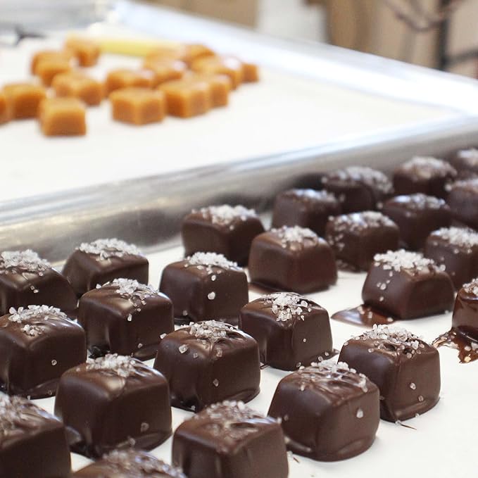 Vermont Nut Free Chocolates Easter Dark Chocolate Sea Salt Caramels (9-Pieces) Kosher Nut-Free Egg-Free