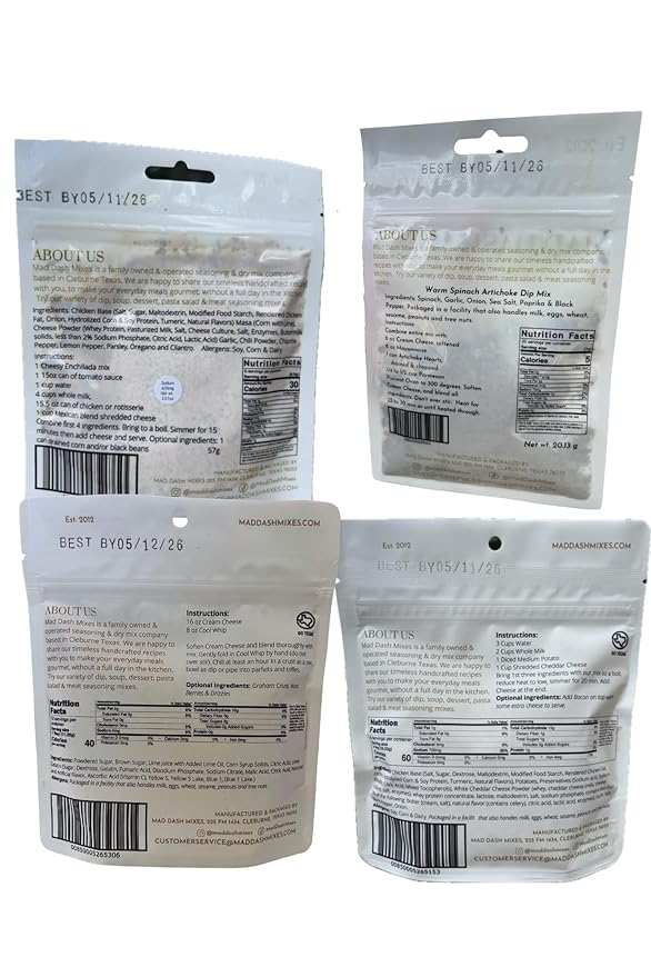 Family Favorites Dry Spice Mix Bundle 4 Pack Hand Blended Gourmet Artisan Premium Ingredients Soup Appetizer Dessert