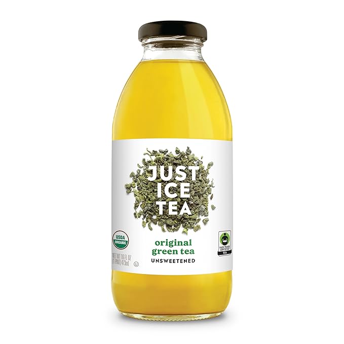 Just Ice Tea Organic Iced Tea 16 Fl Oz Glass Bottles (Original Green Tea Pack of 12)