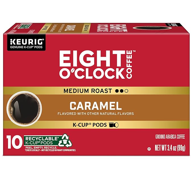 Eight O'Clock Coffee Caramel Keurig Single-Serve K-Cup Pods Flavored Coffee 60 Count (6 Packs of 10)