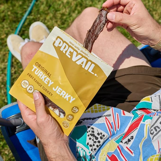 Free-Range Turkey Jerky by PREVAIL - Low Sodium and Gluten Free! | Pack of (3) Bags | | Our Gourmet Jerky is Paleo Certified Soy Free Free of Preservatives and contains no GMO's!