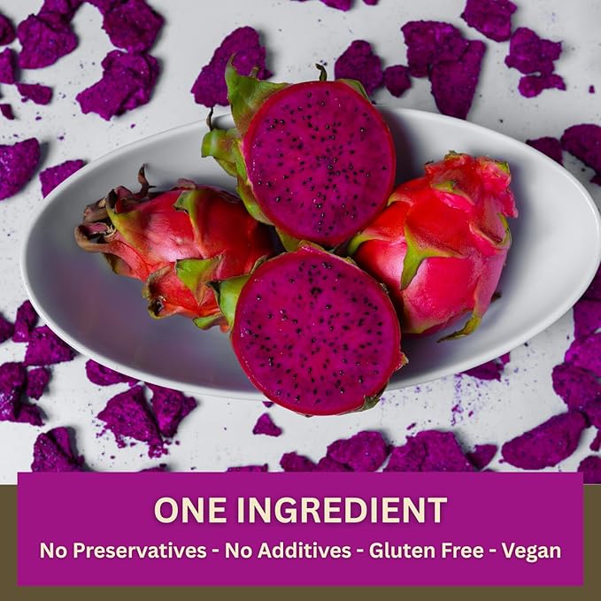 Wise Harvest Freeze-Dried Dragon Fruit – Five 1oz Packs | Single Ingredient Snack | 100% Real Fruit No Sugar Added Just Crunch | Healthy Vegan Gluten-Free Snack for Kids &amp Adults