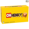 Oh Henry! Peanuty Caramel Fudge Bar Full Size Individually Wrapped Candy Bars 1.5oz each Bulk 24 Pack