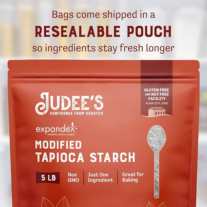 Judee's Gluten Free Expandex Modified Tapioca Starch - Smooth Sauce Thickener &amp Tapioca Pudding - Gluten-Free Bread &amp Tortillas - 80 Oz