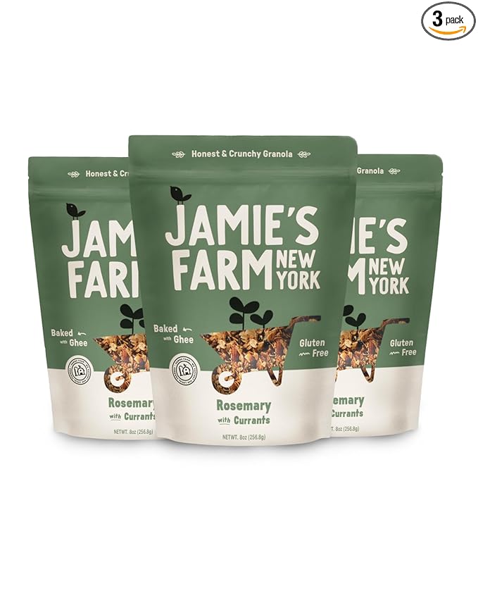 Jamie's Farm Rosemary with Currants Granola Gluten-Free Organic Oats Baked with Ghee (3-pack)