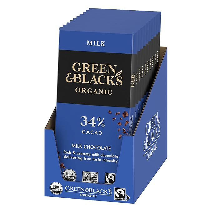 Green &amp Black's Organic Milk Chocolate Bar 34% Cacao 10 - 3.17 oz Bars