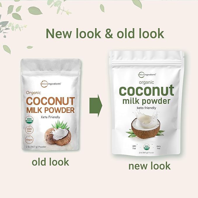 Micro Ingredients Organic Coconut Milk Powder 2 Lb | Plant-Based Creamer for Coffee Tea &amp Smoothies | Pure &amp Rich in MCT | Non-GMO Gluten-Free Keto &amp Paleo Friendly